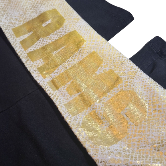 Victoria’s Secret PINK NFL Rams Yoga Pants Medium Gold Foil Foldover Waist Rare - Picture 4 of 10